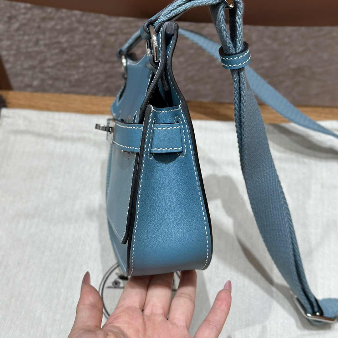 Hermes Jypsiere mini bag Blue Swift Leather Silver H25621