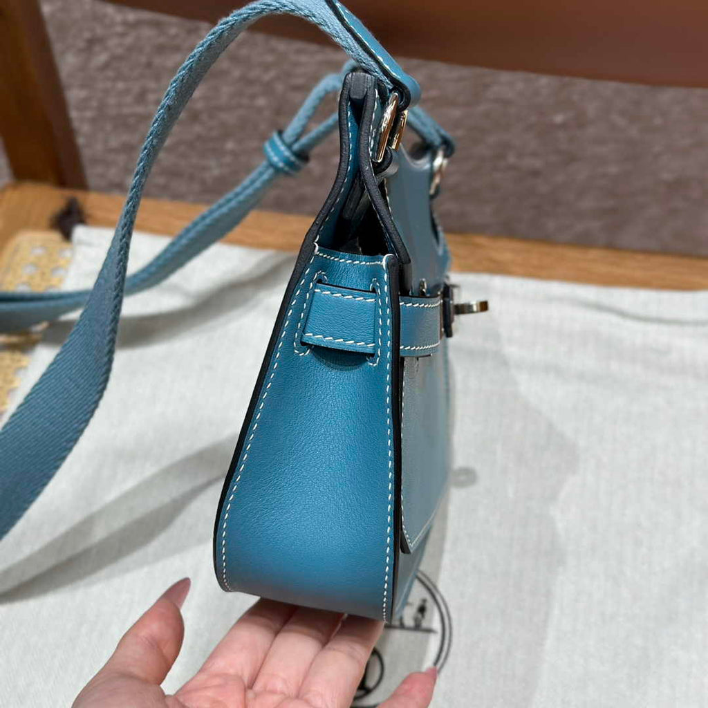 Hermes Jypsiere mini bag Blue Swift Leather Silver H25621