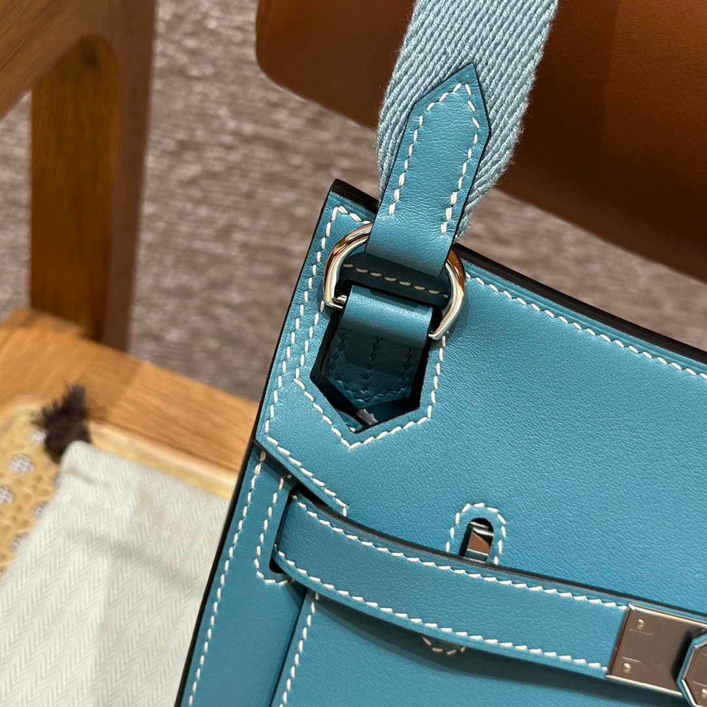 Hermes Jypsiere mini bag Blue Swift Leather Silver H25621