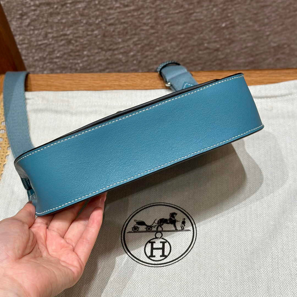 Hermes Jypsiere mini bag Blue Swift Leather Silver H25621