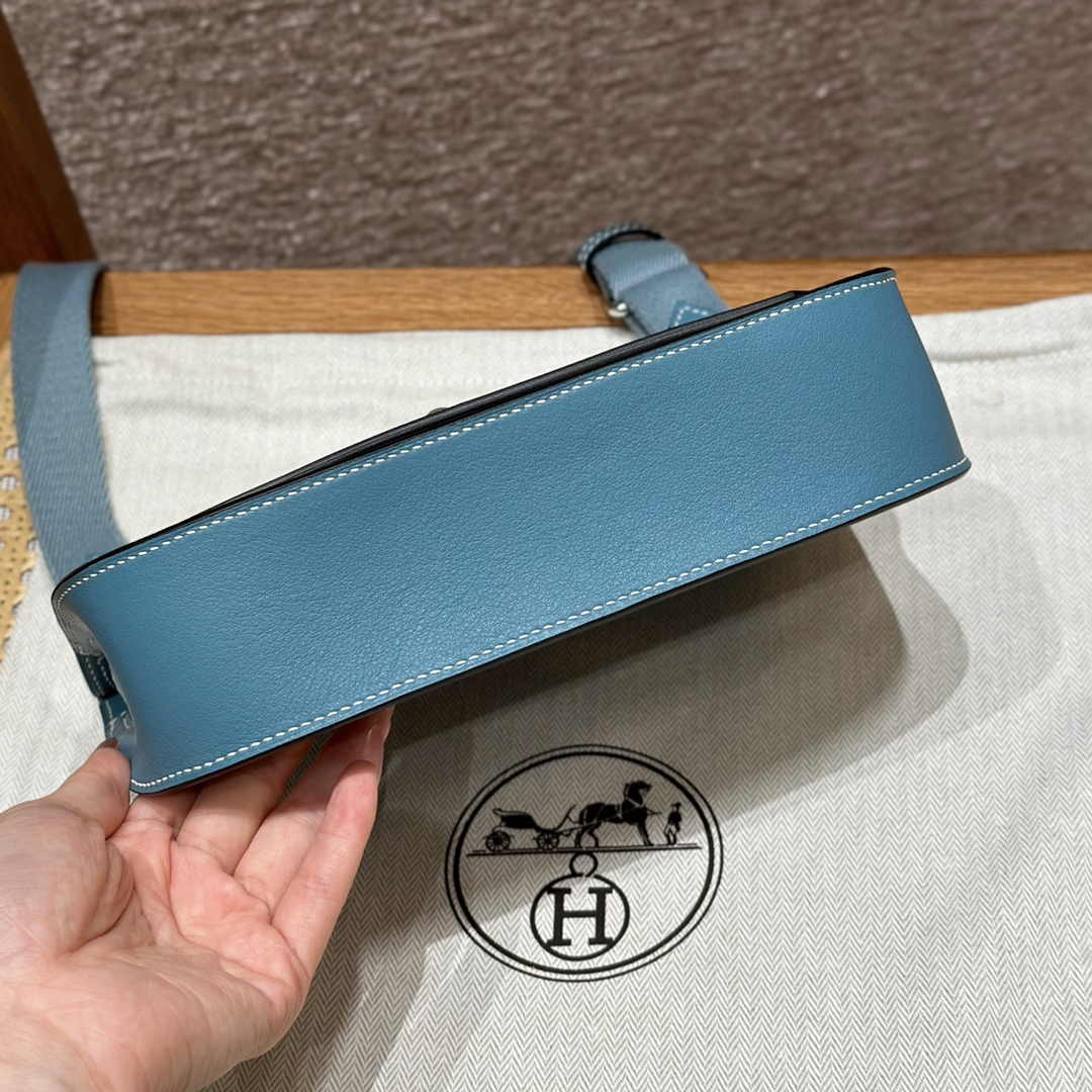 Hermes Jypsiere mini bag Blue Swift Leather Silver H25621