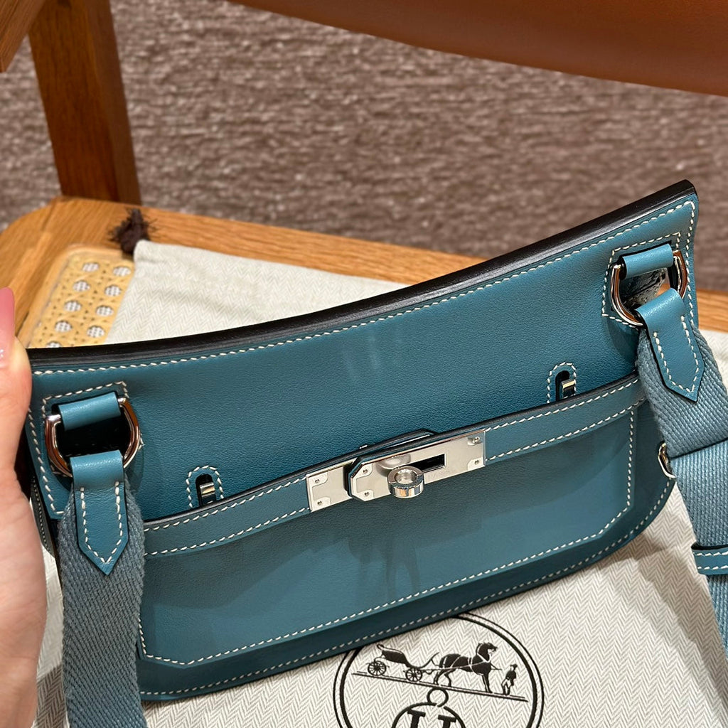 Hermes Jypsiere mini bag Blue Swift Leather Silver H25621