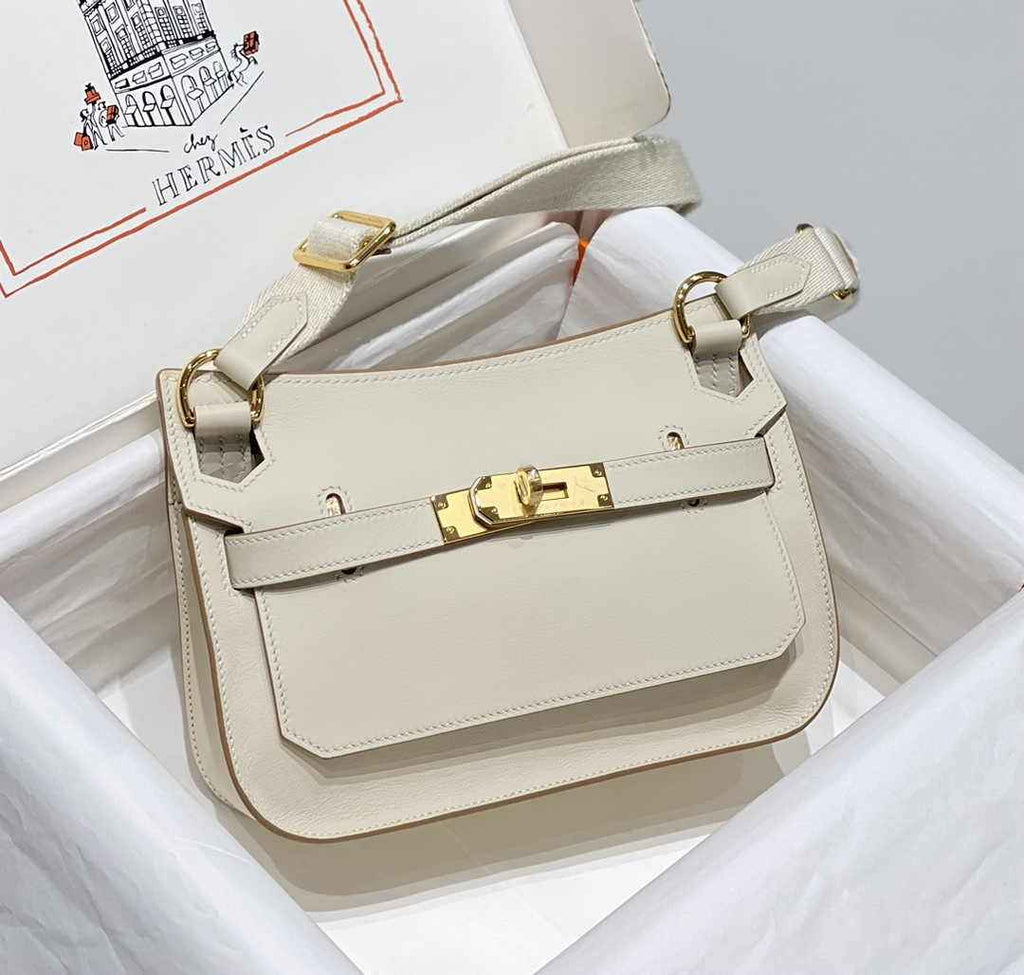 Hermes Jypsiere mini bag White Swift Leather Gold H25604