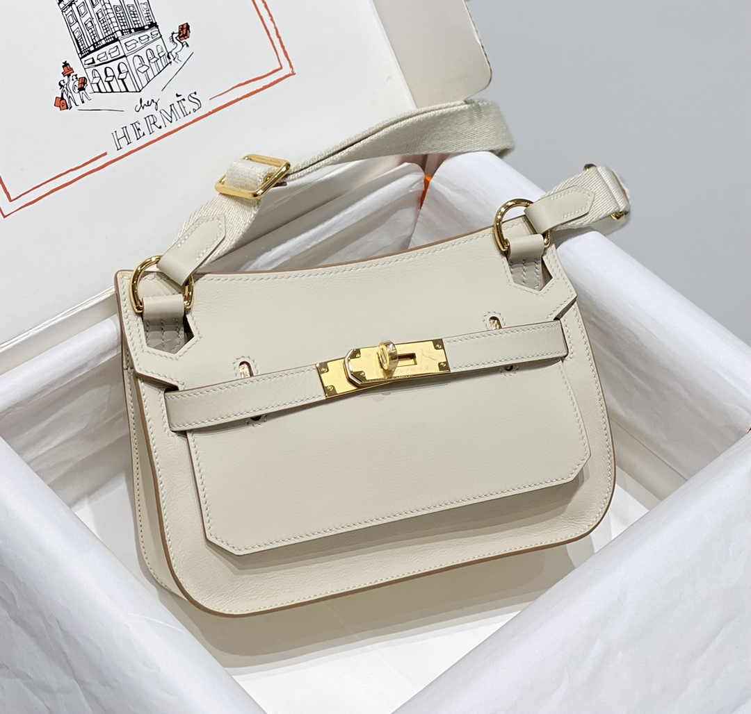 Hermes Jypsiere mini bag White Swift Leather Gold H25604