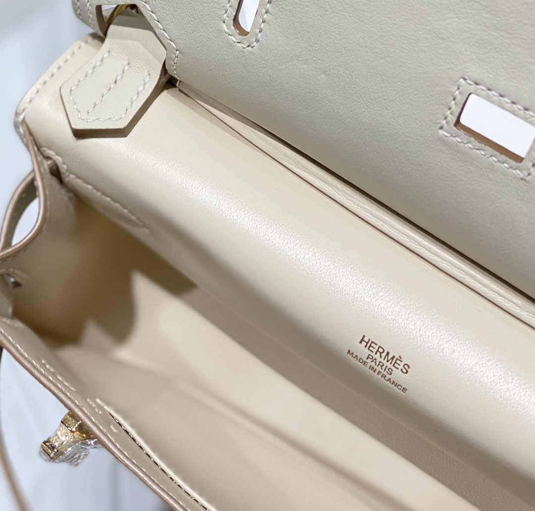 Hermes Jypsiere mini bag White Swift Leather Gold H25604
