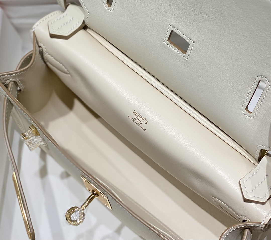 Hermes Jypsiere mini bag White Swift Leather Gold H25604