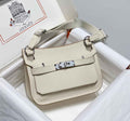 Hermes Jypsiere mini bag White Swift Leather Silver H25607