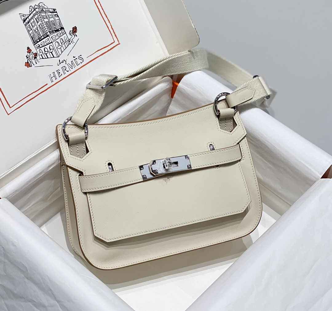 Hermes Jypsiere mini bag White Swift Leather Silver H25607