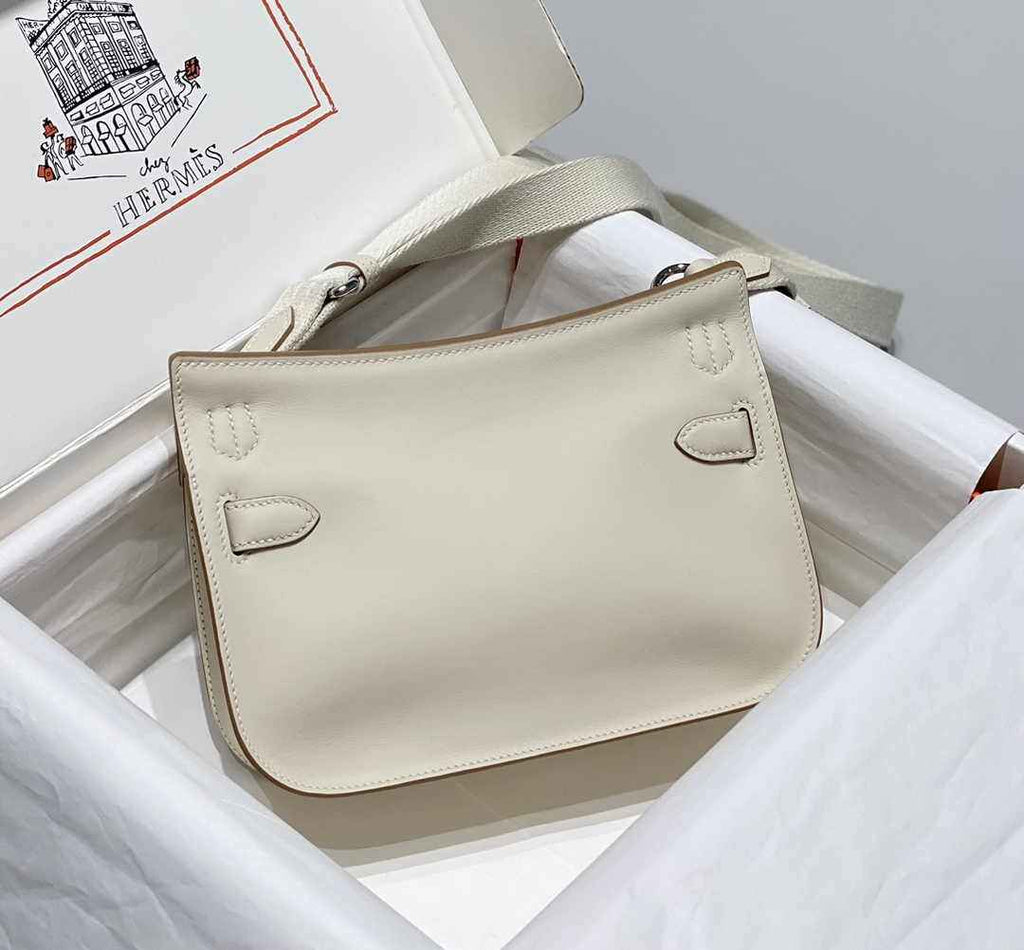 Hermes Jypsiere mini bag White Swift Leather Silver H25607
