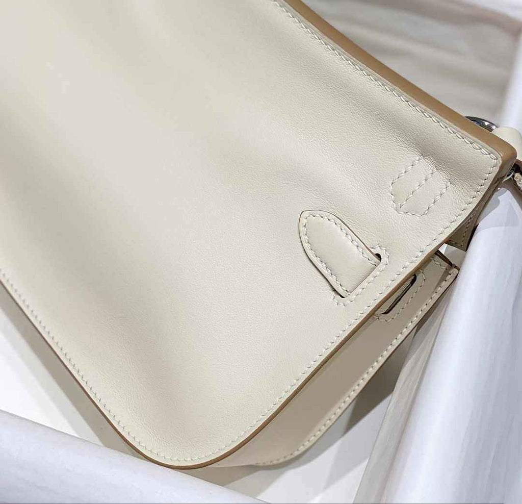 Hermes Jypsiere mini bag White Swift Leather Silver H25607