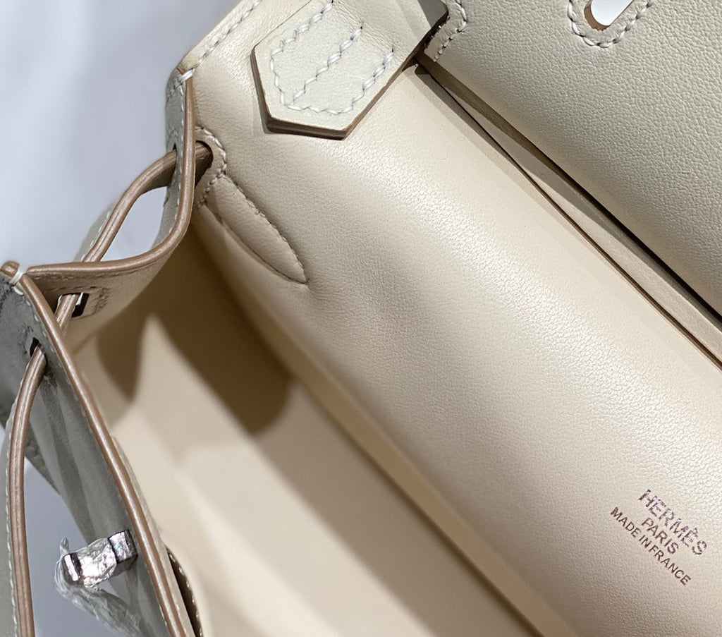 Hermes Jypsiere mini bag White Swift Leather Silver H25607
