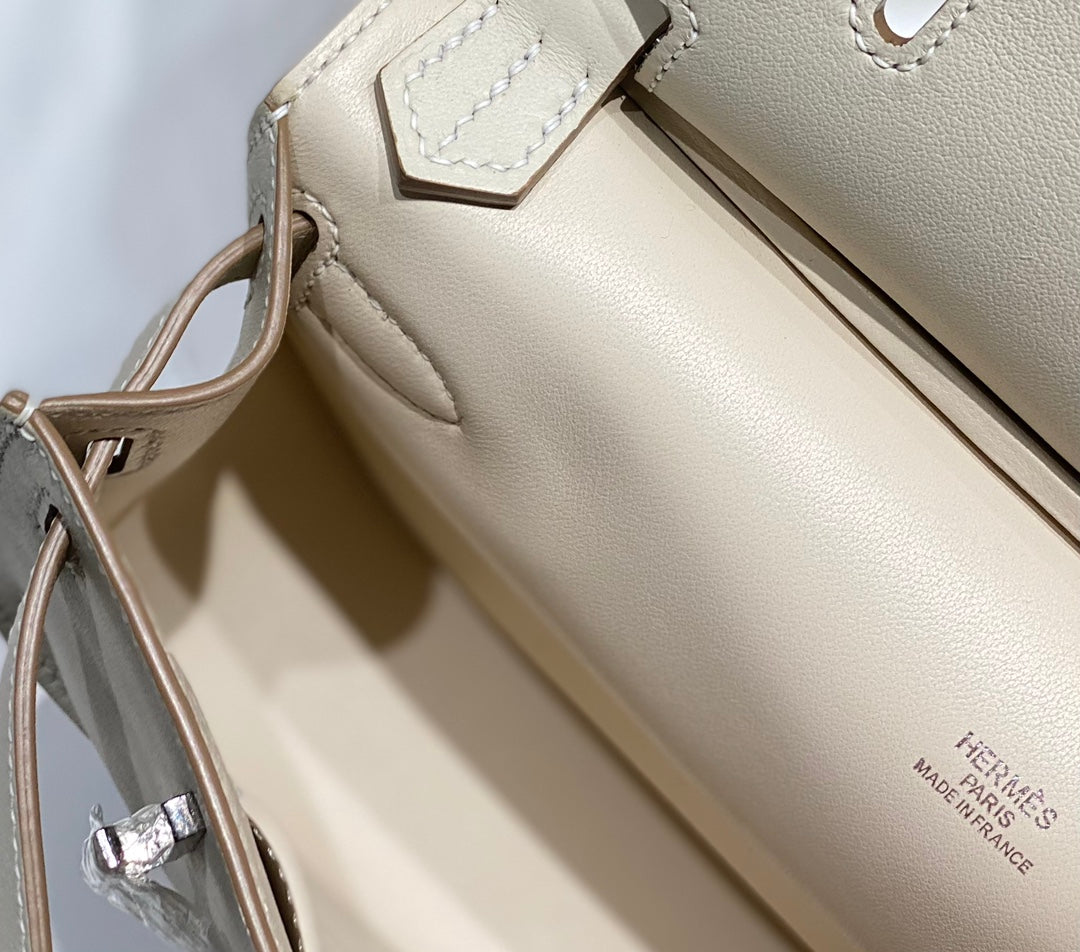 Hermes Jypsiere mini bag White Swift Leather Silver H25607