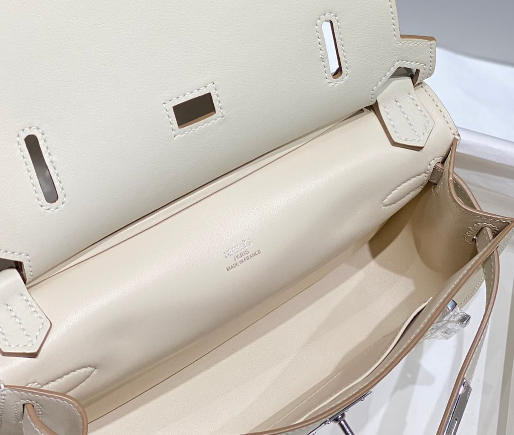 Hermes Jypsiere mini bag White Swift Leather Silver H25607