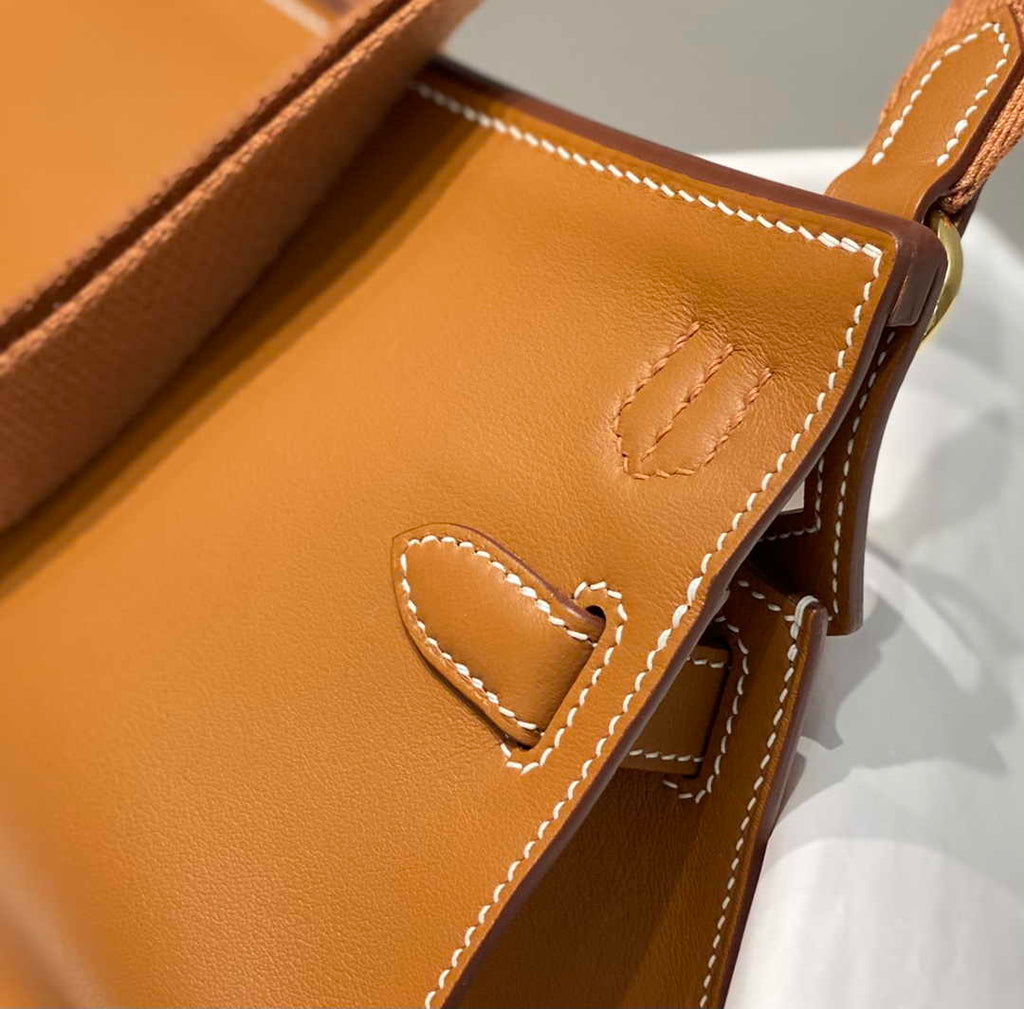 Hermes Jypsiere mini bag Tan Swift Leather Gold H25608