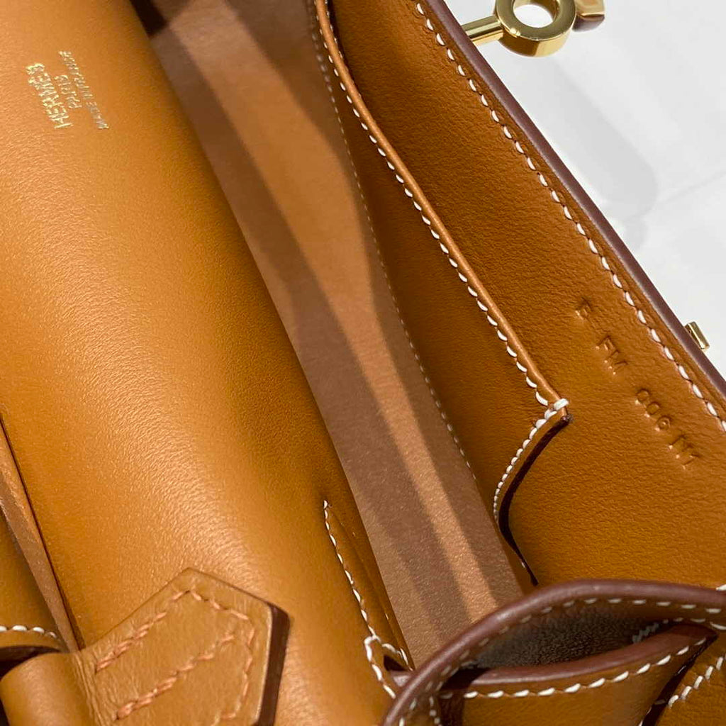 Hermes Jypsiere mini bag Tan Swift Leather Gold H25608