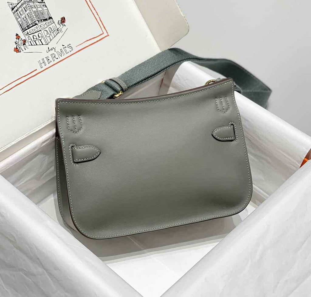 Hermes Jypsiere mini bag Dark Gray Swift Leather Gold H25633