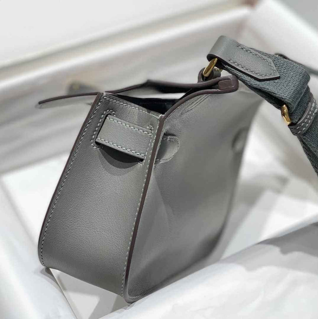 Hermes Jypsiere mini bag Dark Gray Swift Leather Gold H25633