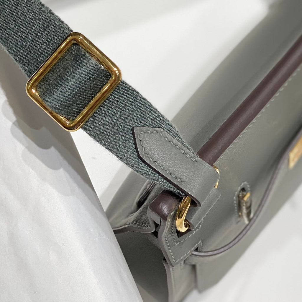 Hermes Jypsiere mini bag Dark Gray Swift Leather Gold H25633