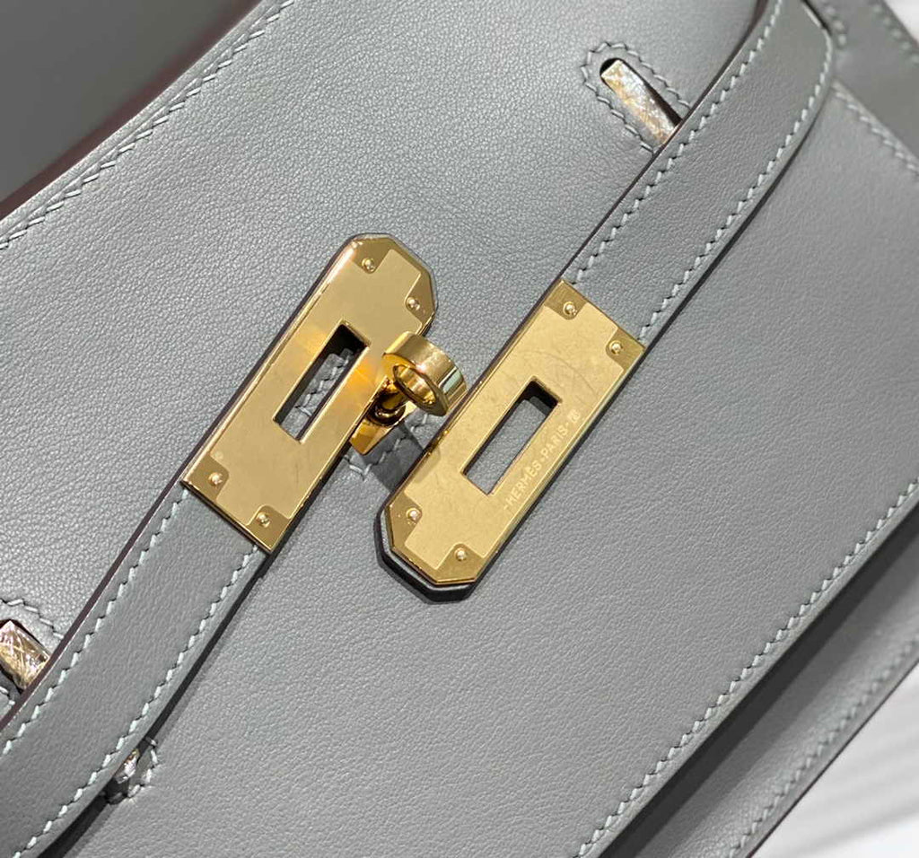 Hermes Jypsiere mini bag Dark Gray Swift Leather Gold H25633