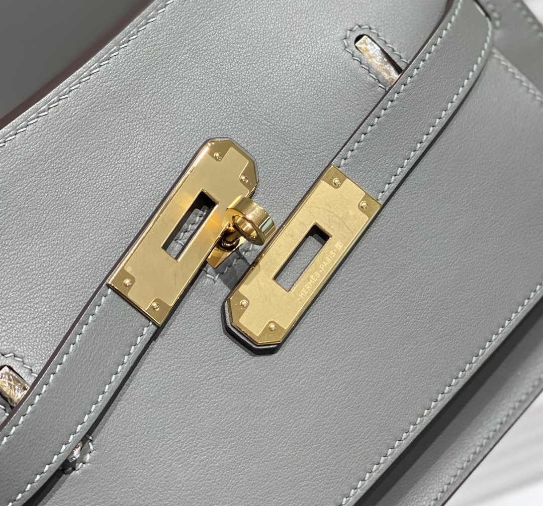 Hermes Jypsiere mini bag Dark Gray Swift Leather Gold H25633