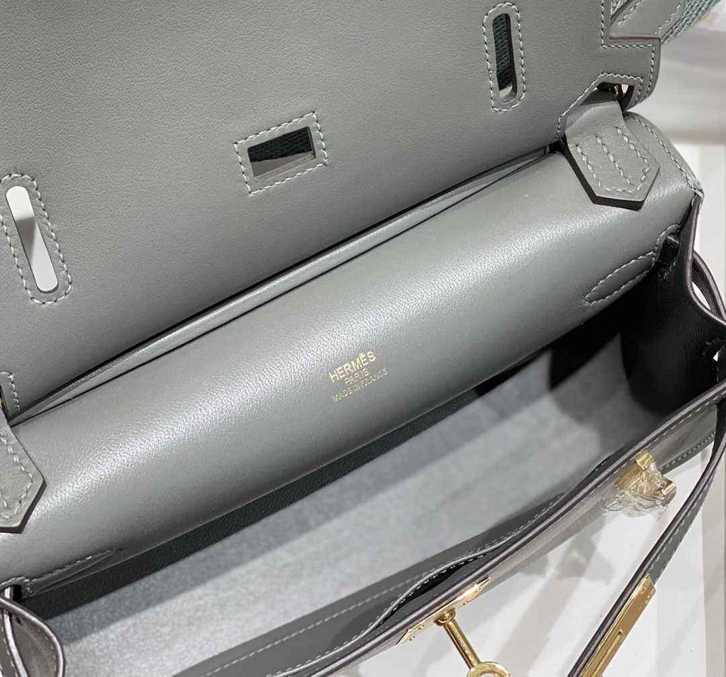 Hermes Jypsiere mini bag Dark Gray Swift Leather Gold H25633