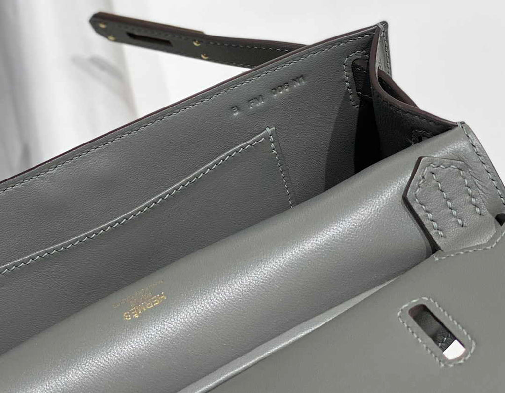 Hermes Jypsiere mini bag Dark Gray Swift Leather Gold H25633