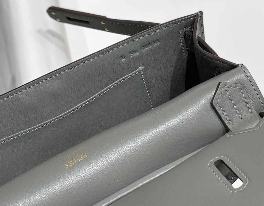 Hermes Jypsiere mini bag Dark Gray Swift Leather Gold H25633