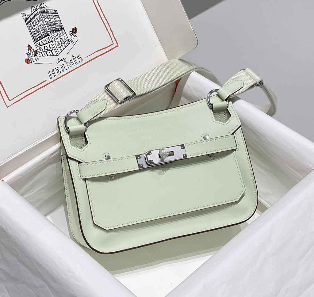 Hermes Jypsiere mini bag Light Green Swift Leather Silver H25632