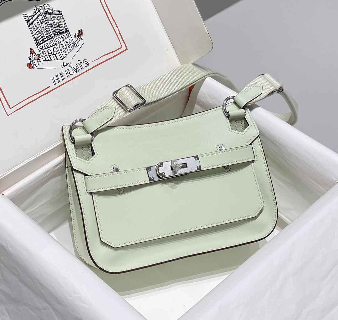 Hermes Jypsiere mini bag Light Green Swift Leather Silver H25632