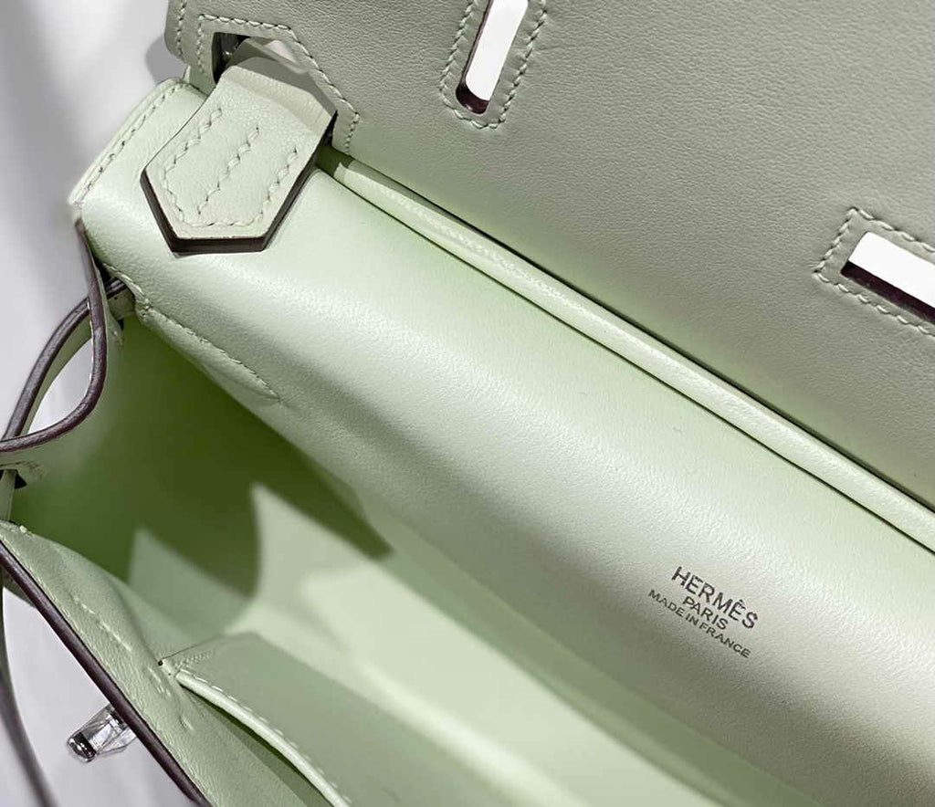 Hermes Jypsiere mini bag Light Green Swift Leather Silver H25632