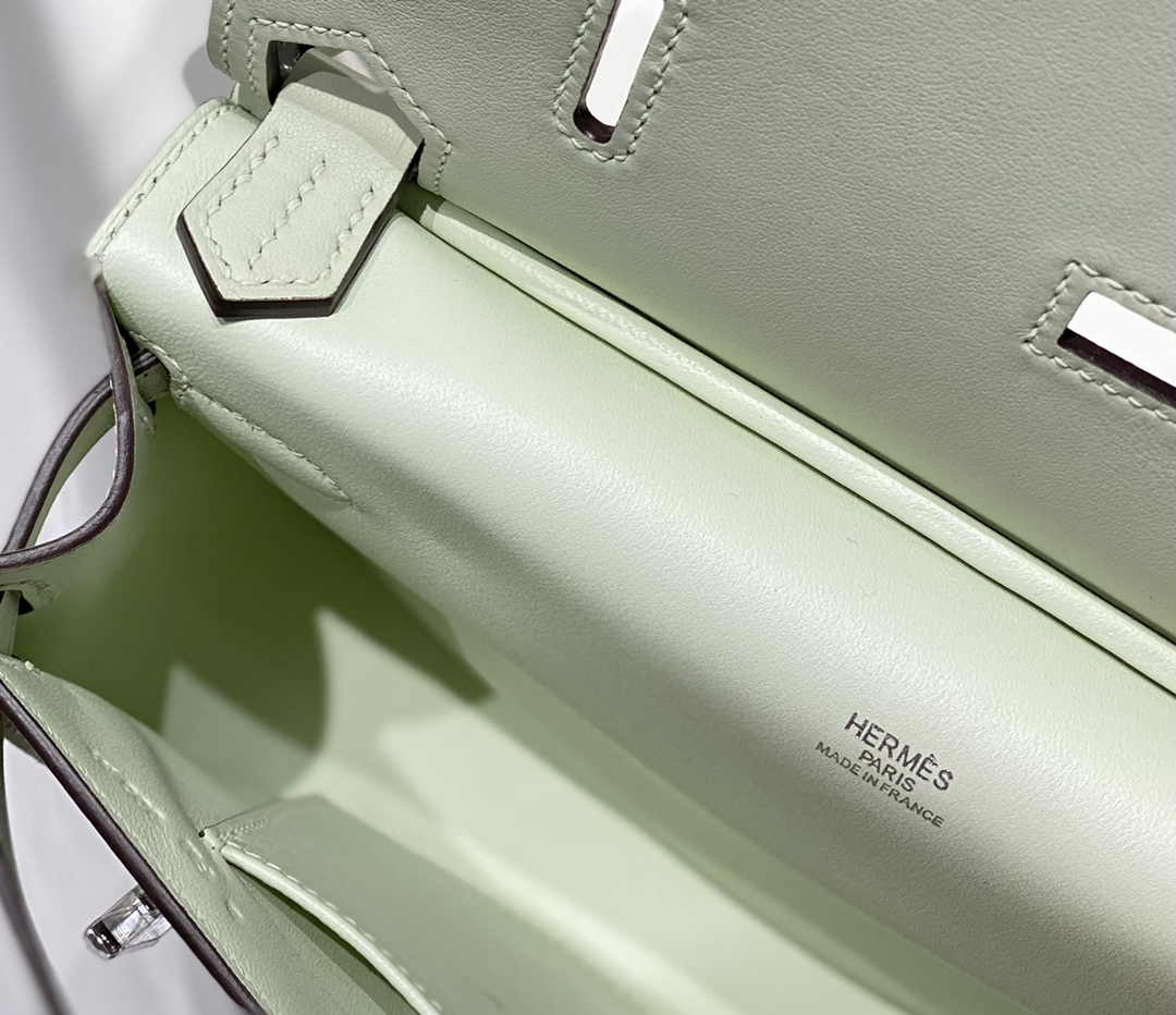 Hermes Jypsiere mini bag Light Green Swift Leather Silver H25632