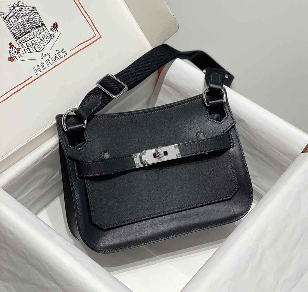 Hermes Jypsiere mini bag Black Swift Leather Silver H25603
