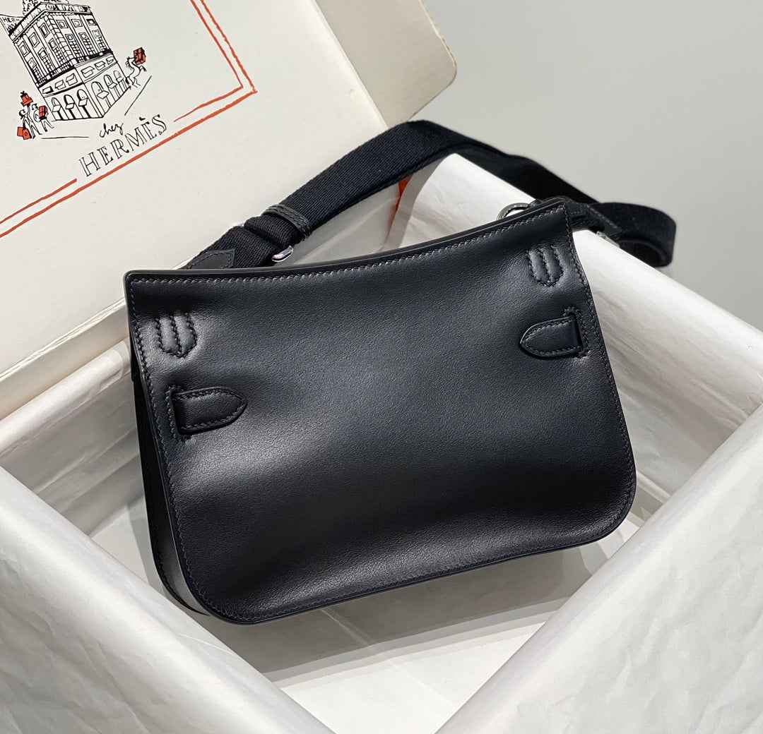 Hermes Jypsiere mini bag Black Swift Leather Silver H25603