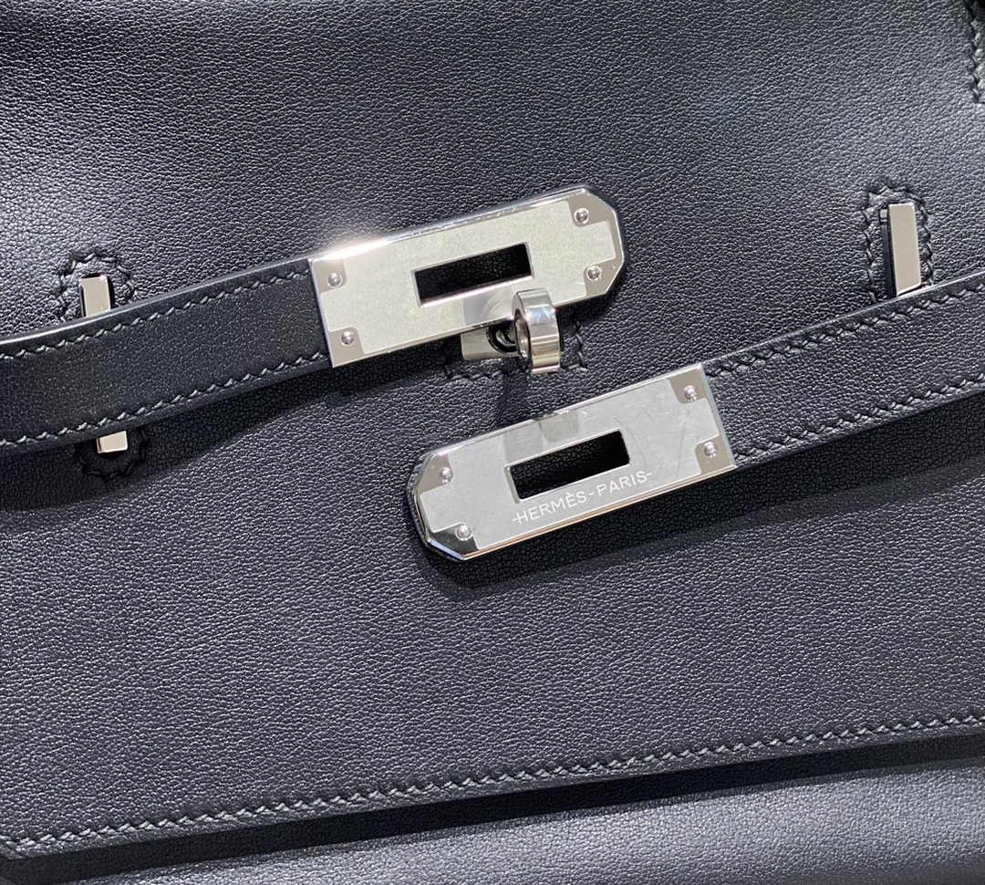 Hermes Jypsiere mini bag Black Swift Leather Silver H25603