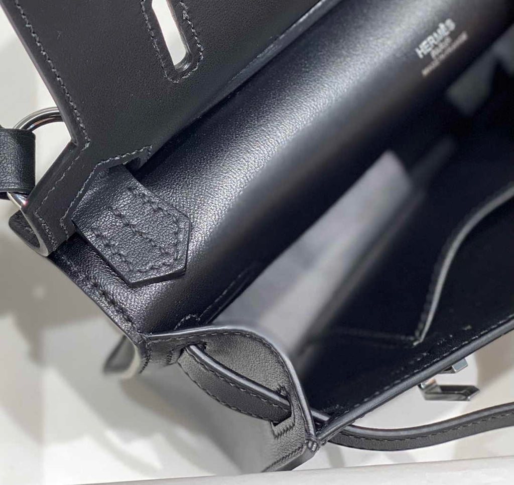 Hermes Jypsiere mini bag Black Swift Leather Silver H25603