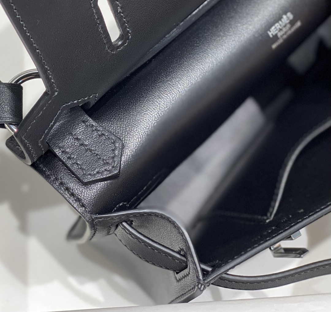 Hermes Jypsiere mini bag Black Swift Leather Silver H25603
