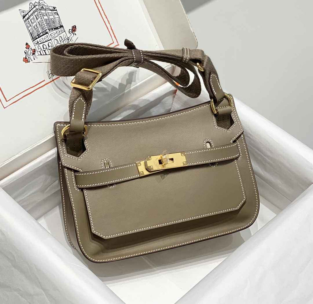 Hermes Jypsiere mini bag Gray Swift Leather Gold H25600