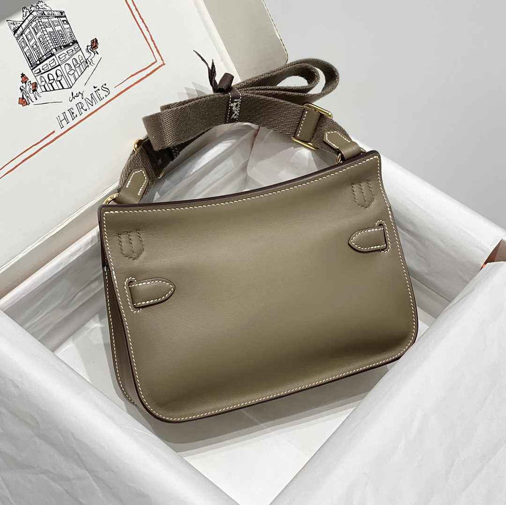 Hermes Jypsiere mini bag Gray Swift Leather Gold H25600