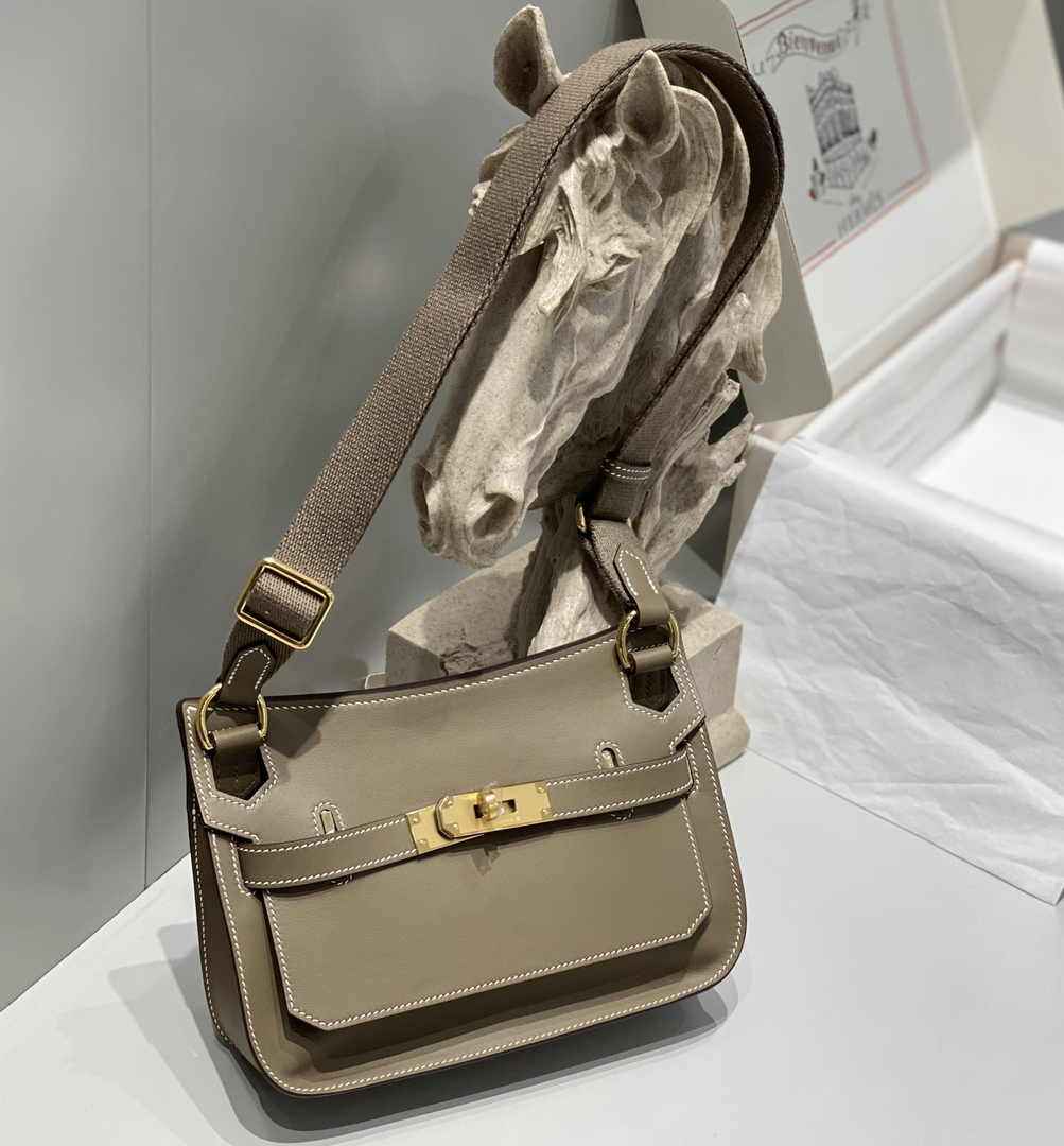 Hermes Jypsiere mini bag Gray Swift Leather Gold H25600