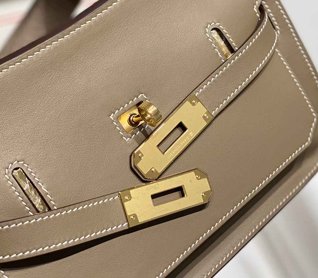 Hermes Jypsiere mini bag Gray Swift Leather Gold H25600