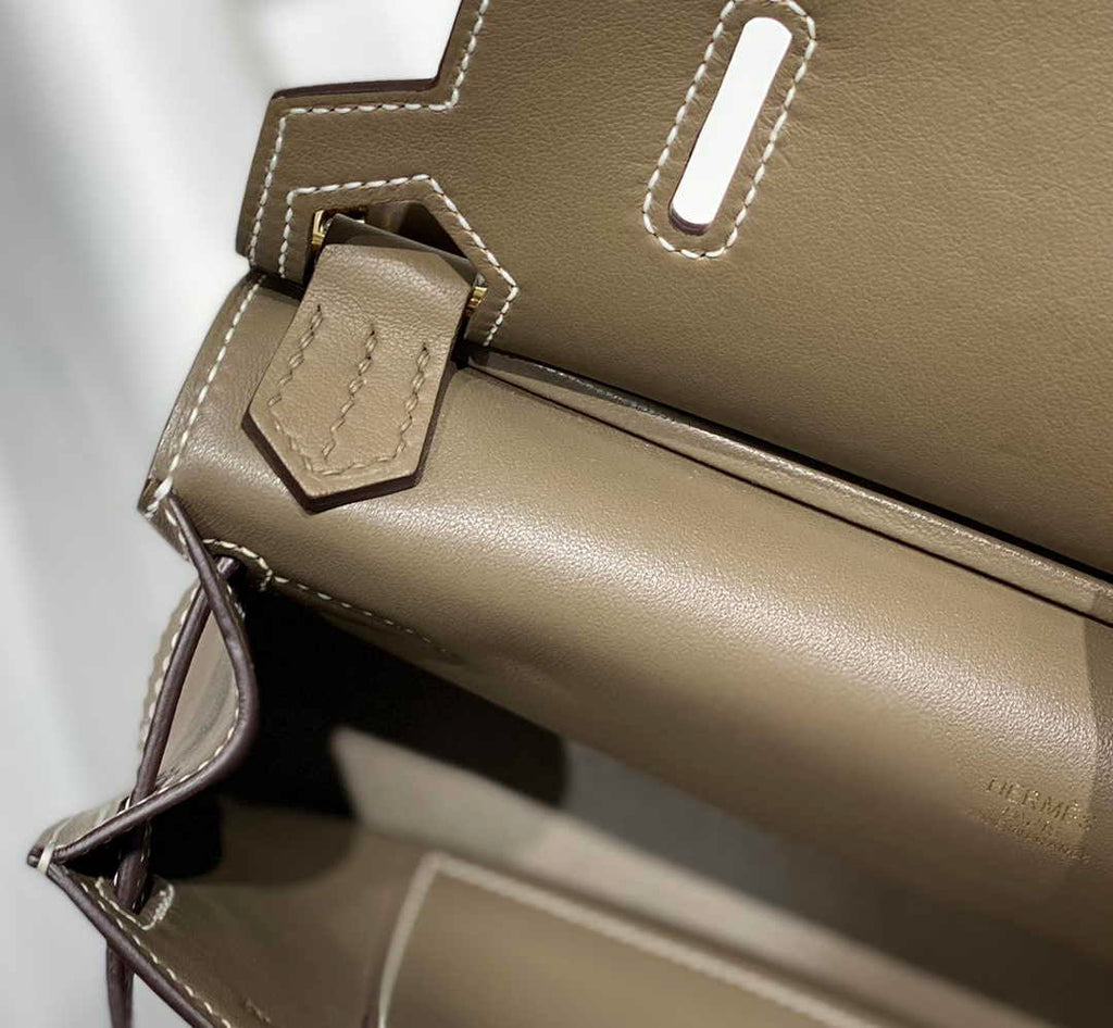 Hermes Jypsiere mini bag Gray Swift Leather Gold H25600