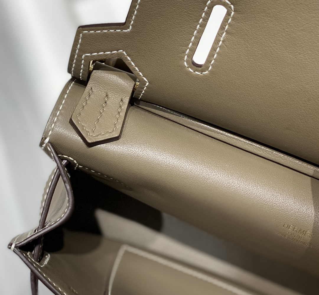 Hermes Jypsiere mini bag Gray Swift Leather Gold H25600