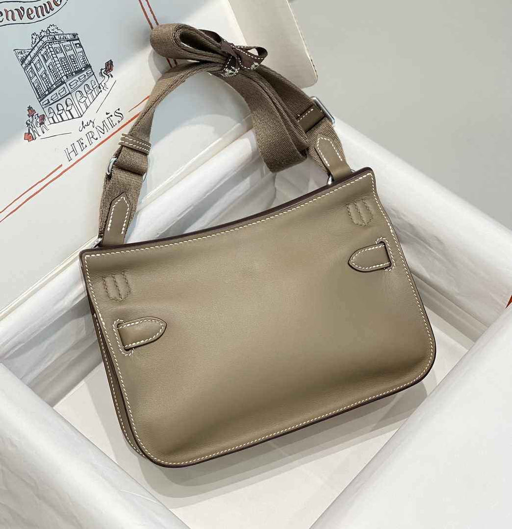 Hermes Jypsiere mini bag Gray Swift Leather Silver H25601