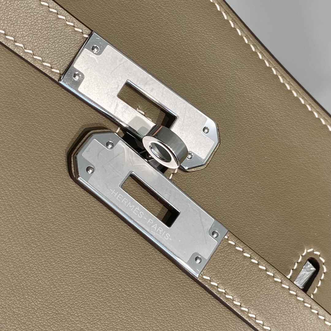 Hermes Jypsiere mini bag Gray Swift Leather Silver H25601