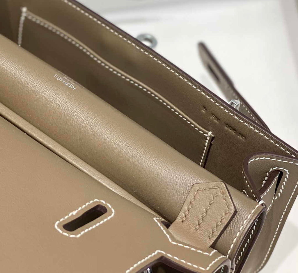 Hermes Jypsiere mini bag Gray Swift Leather Silver H25601