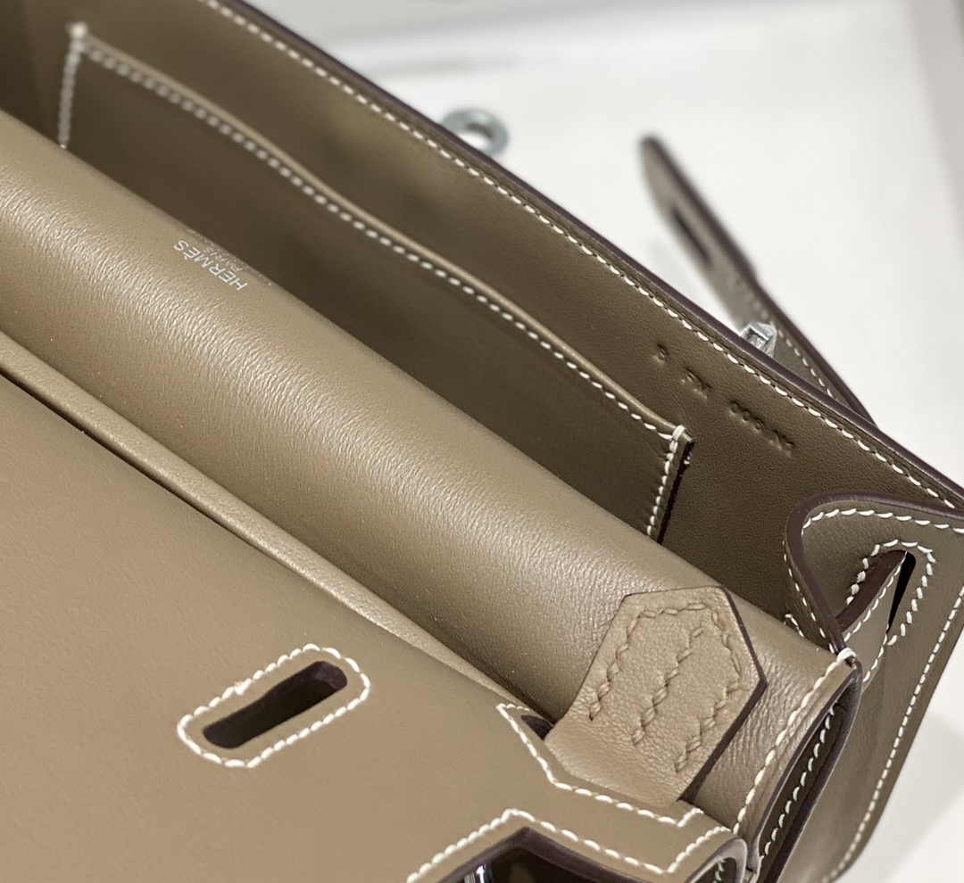 Hermes Jypsiere mini bag Gray Swift Leather Silver H25601