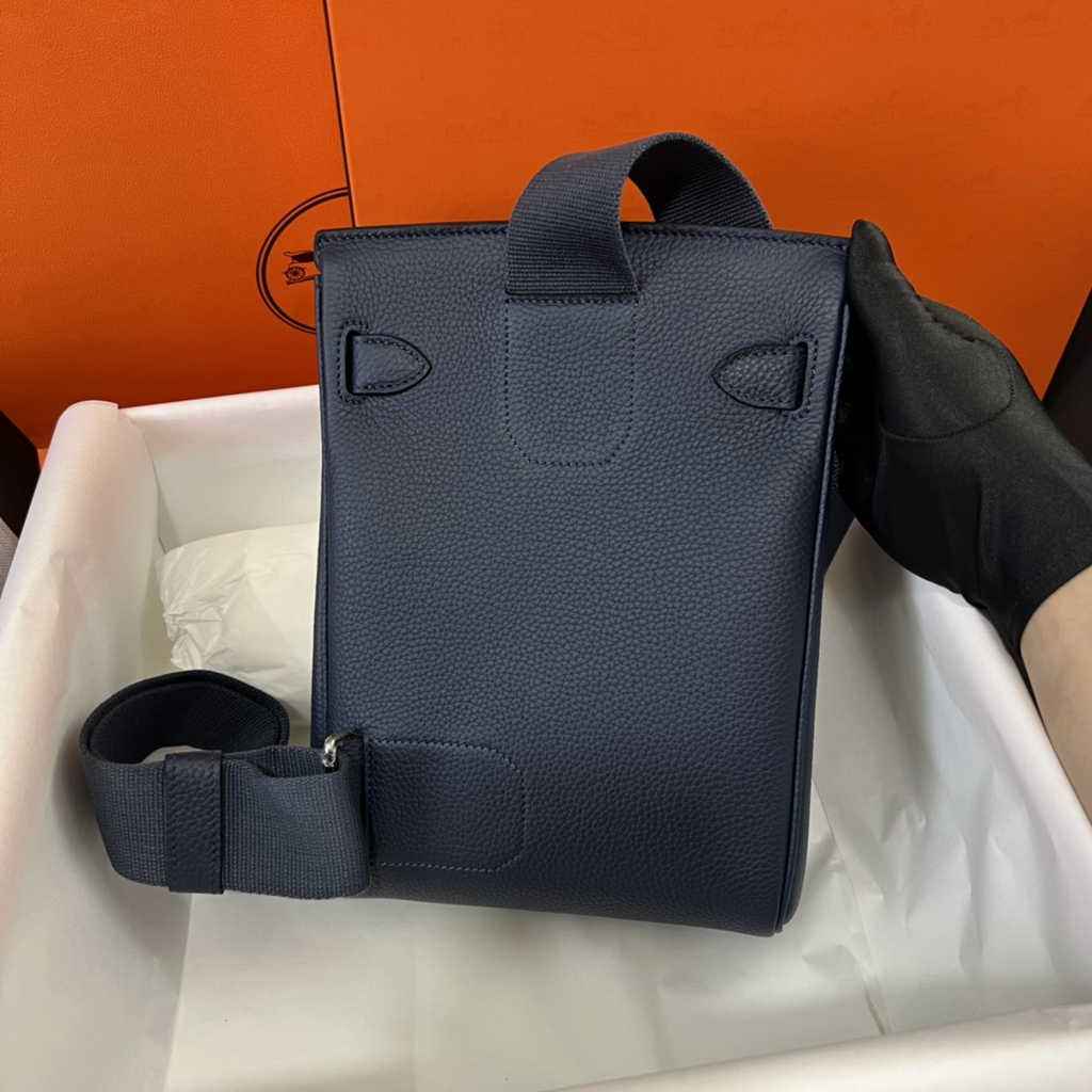 Hermès Kelly A Dos Hac Navy Blue Togo Leather With Silver Hardware 20306