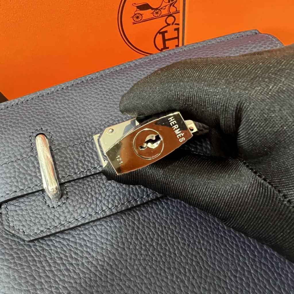 Hermès Kelly A Dos Hac Navy Blue Togo Leather With Silver Hardware 20306
