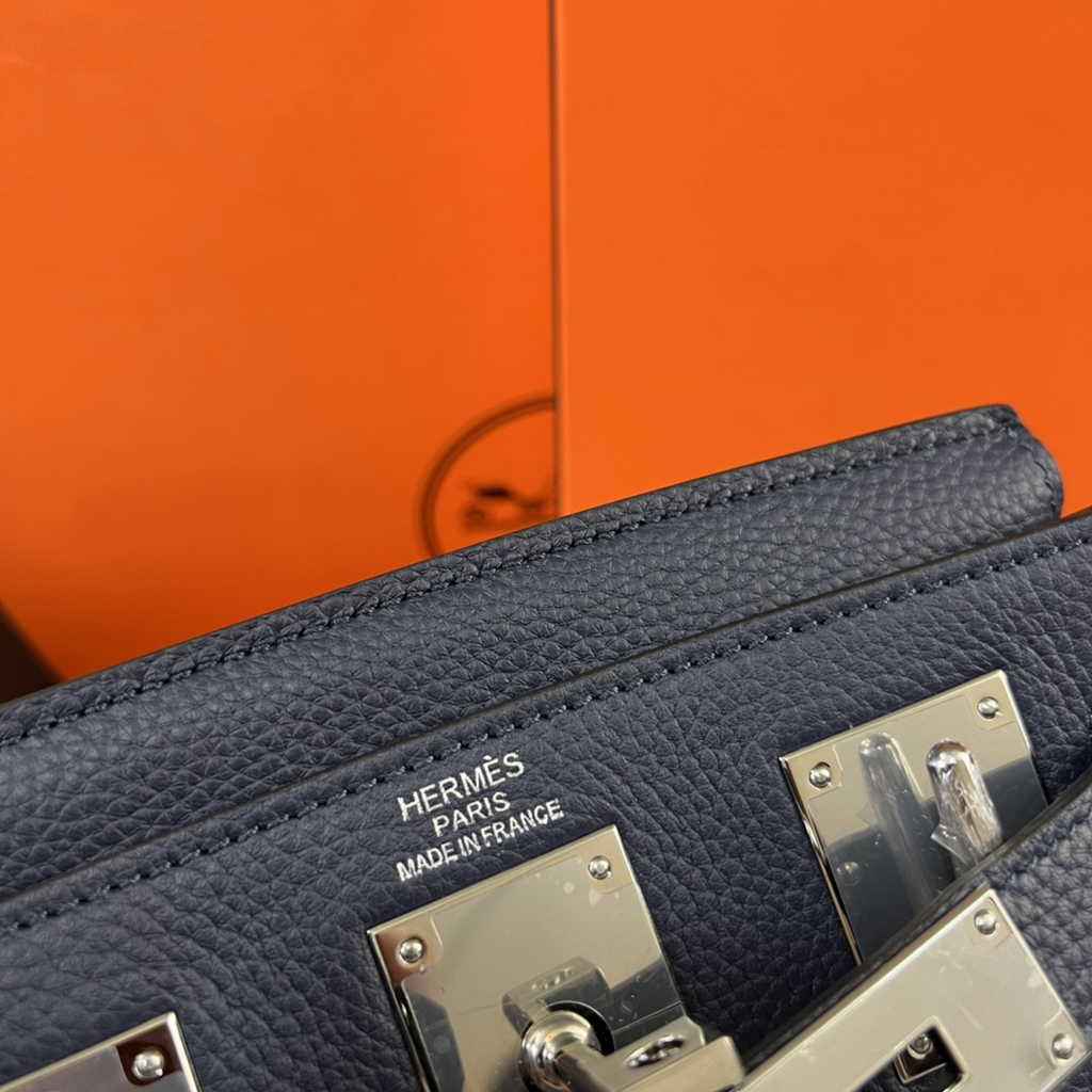 Hermès Kelly A Dos Hac Navy Blue Togo Leather With Silver Hardware 20306
