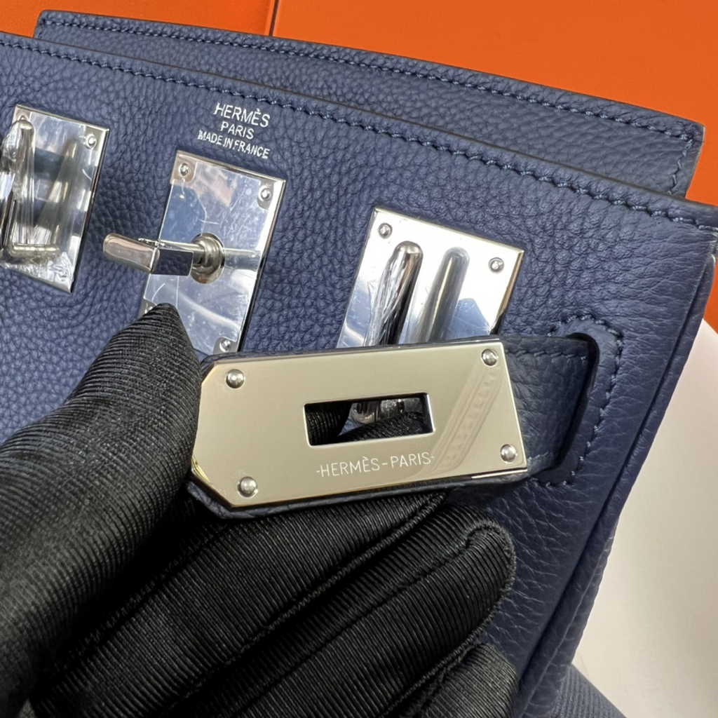 Hermès Kelly A Dos Hac Navy Blue Togo Leather With Silver Hardware 20306